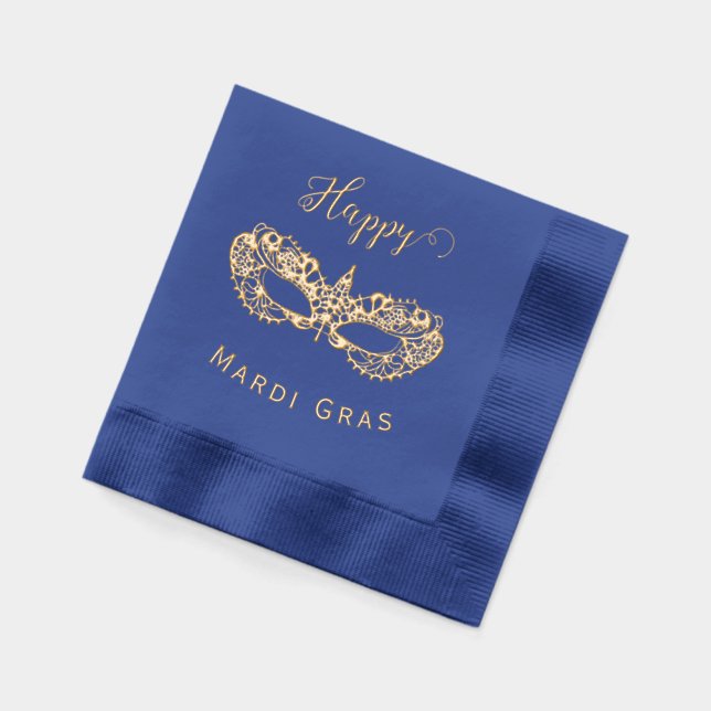 Mardi Gras Mask Gold  Foil Napkins (Left)