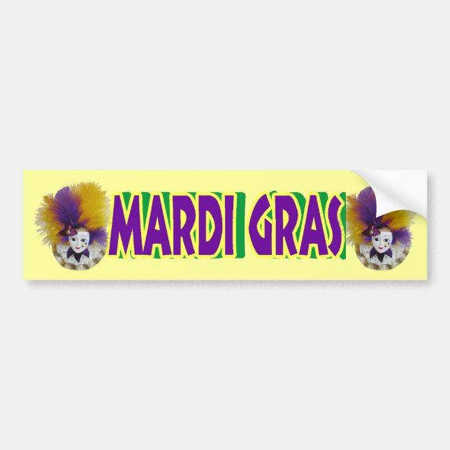 Mardi Gras Mask Gold Tulle Bumper Sticker (Front)