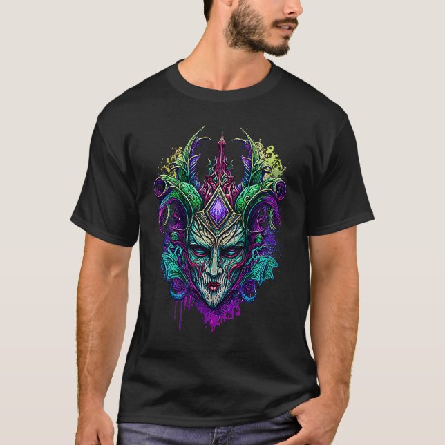 Mardi Gras Mask Green Purple & Gold  1 T-Shirt (Front)