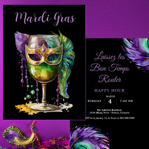 Mardi Gras Mask  Invitation