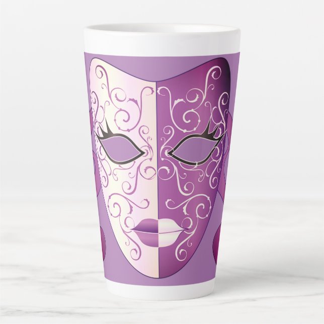 Mardi Gras Mask Latte Mug  17 oz (Front)