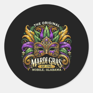 Mardi Gras Mask Mardi Gras Carnival Celebration Classic Round Sticker