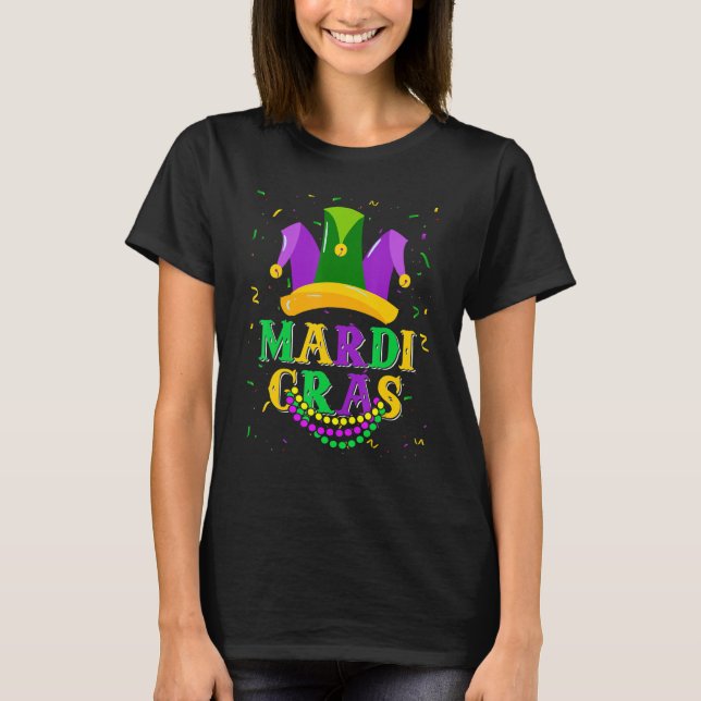   Mardi Gras Mask Mardi Gras Hat Men Womens Girls T-Shirt (Front)