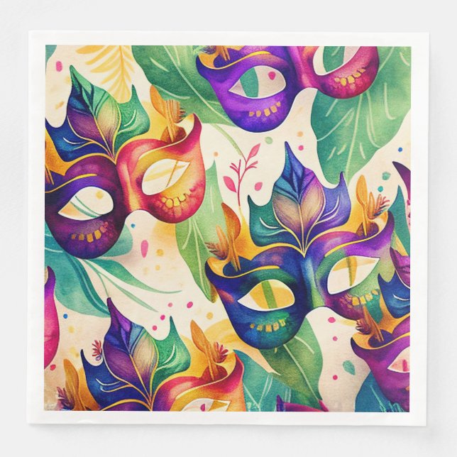 Mardi Gras Mask Paper Dinner Napkins (Front)