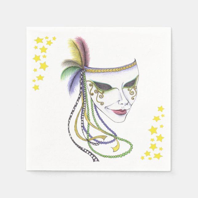Mardi Gras Mask Paper Napkins (Front)