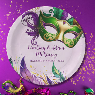 Mardi Gras Mask Paper Plate