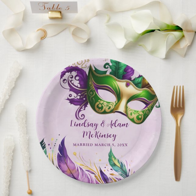 Mardi Gras Mask  Paper Plate (Wedding)