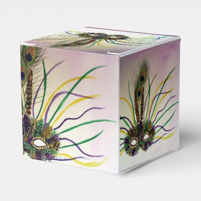 Mardi Gras Mask Party Favour Custom Gift Box (Front Side)