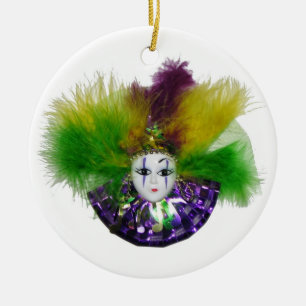 Mardi Gras Mask Purple Ceramic Tree Decoration