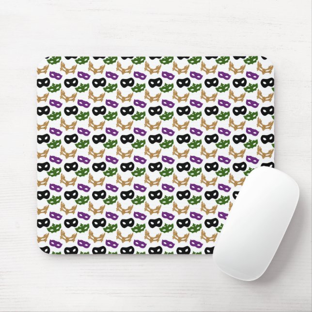 Mardi Gras Mask Purple Green Faux Gold Black Mouse Mat (With Mouse)