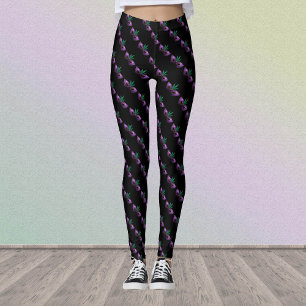 Mardi Gras Mask Purple Green Gold Sparkles pattern Leggings
