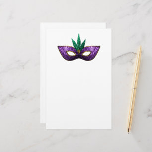 Mardi Gras Mask Purple Green Gold Sparkles Stationery