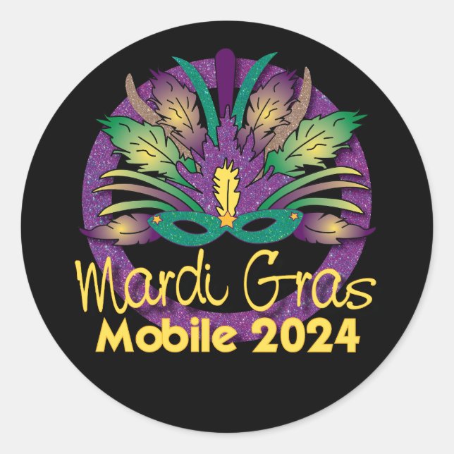 Mardi Gras Mask Sticker -2024 - Mobile, AL (Front)