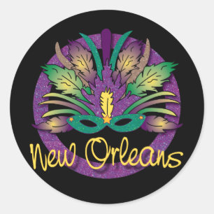Mardi Gras Mask Sticker - New Orleans, LA