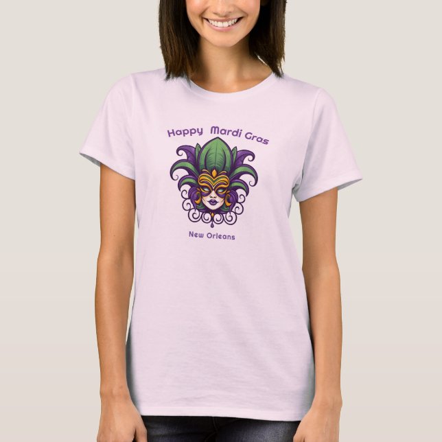 💚💜💛 Mardi Gras Mask T-Shirt (Front)