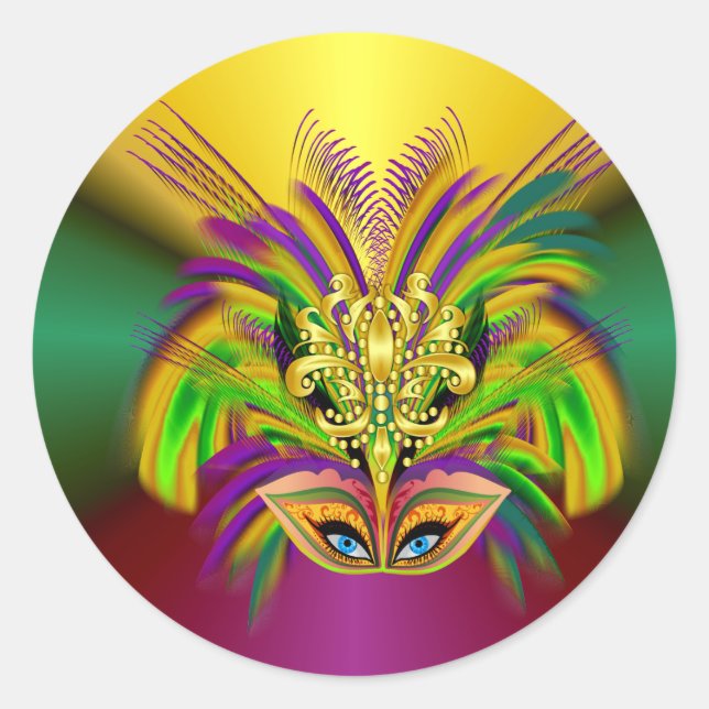 Mardi-Gras-Mask-The-Queen Classic Round Sticker (Front)
