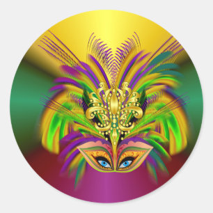 Mardi-Gras-Mask-The-Queen Classic Round Sticker