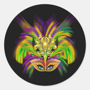 Mardi-Gras-Mask-The-Queen-V-2 Classic Round Sticker