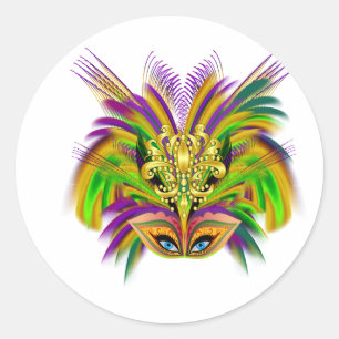 Mardi-Gras-Mask-The-Queen-V-2 Classic Round Sticker