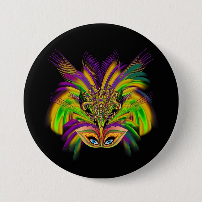 Mardi-Gras-Mask-The-Queen-V-3 7.5 Cm Round Badge (Front)
