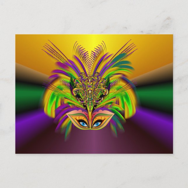 Mardi-Gras-Mask-The-Queen-V-3 Postcard (Front)
