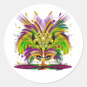 Mardi-Gras-Mask-The-Queen-V-4 Classic Round Sticker