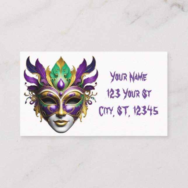 Mardi Gras Mask Thunder_Cove Business Card (Back)