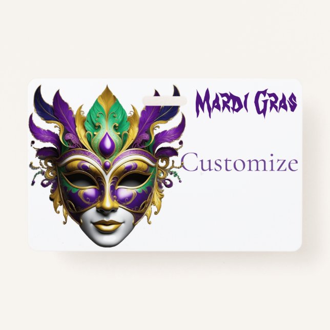 Mardi Gras Mask Thunder_Cove ID Badge (Front)