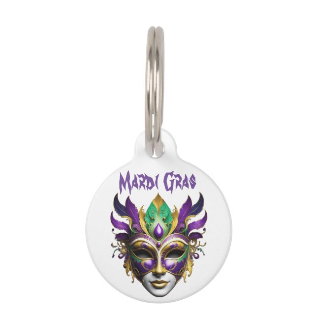 Mardi Gras Mask Thunder_Cove Pet Tag (Front)