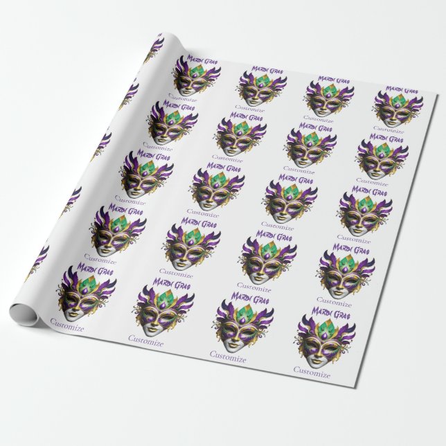 Mardi Gras Mask Thunder_Cove Wrapping Paper (Unrolled)