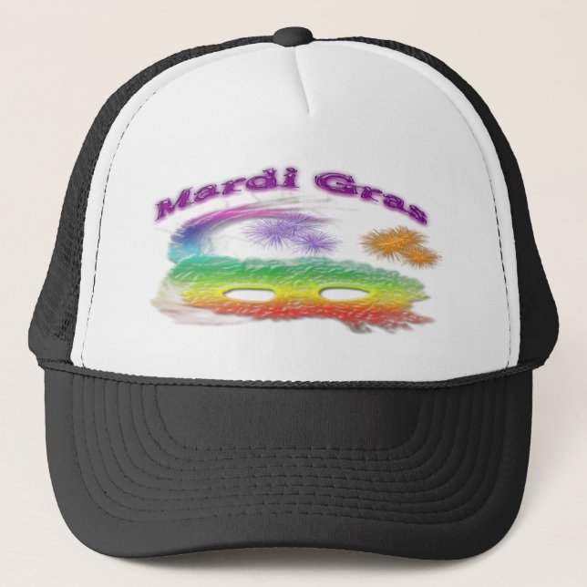 Mardi Gras Mask Trucker Hat (Front)