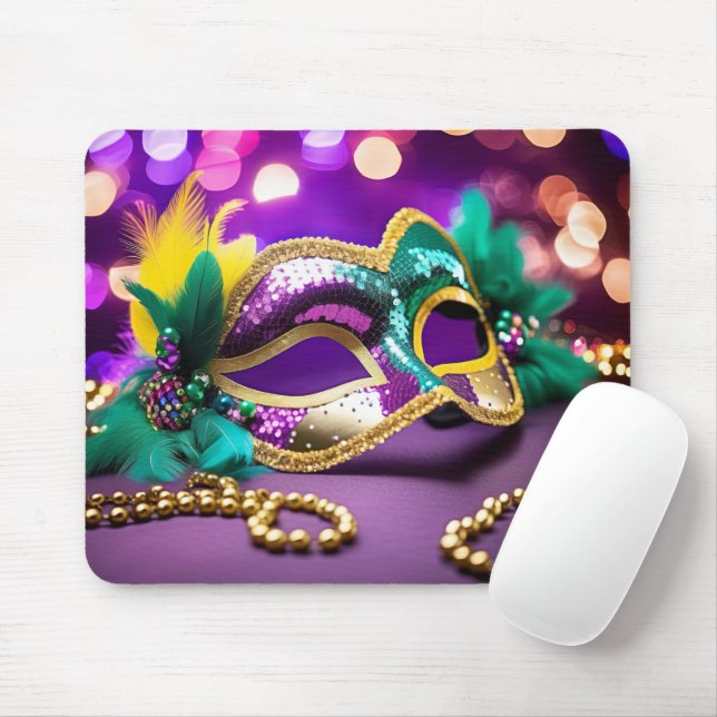 Mardi Gras Mask With Bokeh Lighting Mouse Mat (With Mouse)