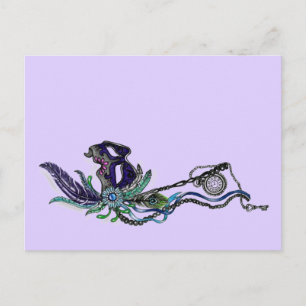 Mardi Gras Mask with pocket watch Postcard