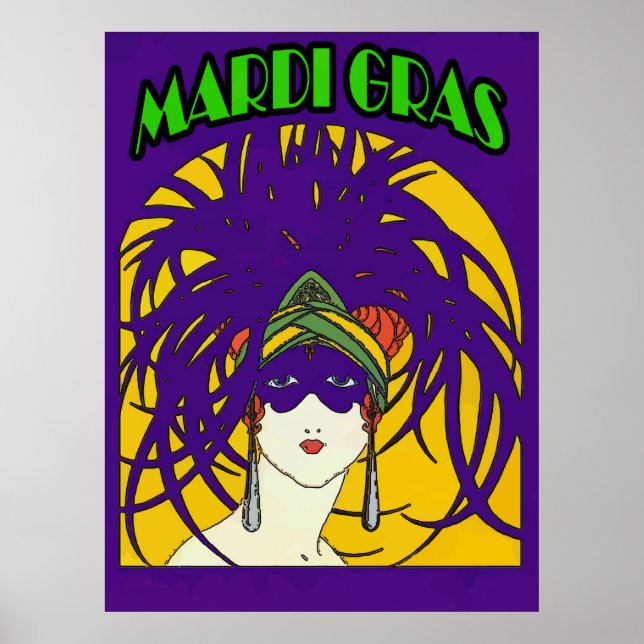 Mardi Gras Masked Woman Poster (Front)