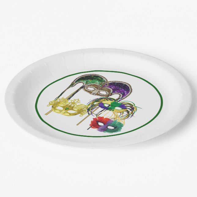 Mardi Gras Masks 1 Paper Plate (Angled)