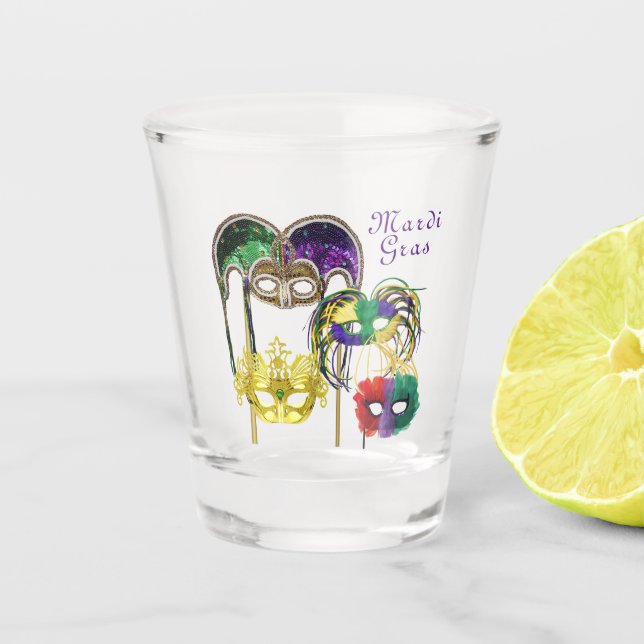 Mardi Gras Masks 1 Shot Glass (Front)