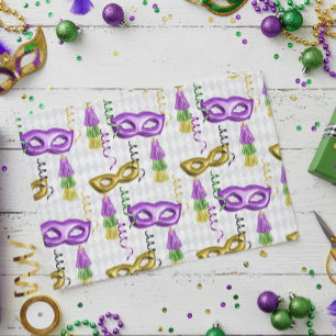 Mardi Gras Masks Green Purple Gold Yellow Tissue Paper