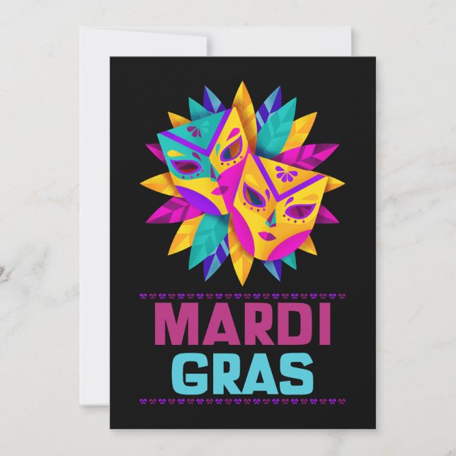 Mardi Gras Masks Holiday Card (Front)