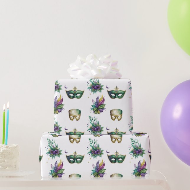 Mardi Gras Masks Wrapping Paper (Party Gifts)