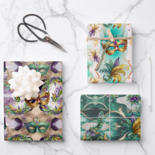 Mardi Gras Masks Wrapping Paper Sheet