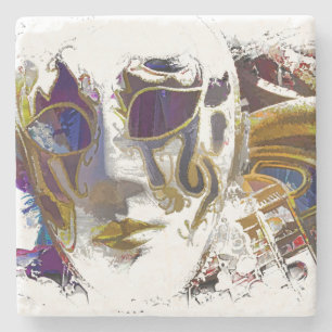 Mardi Gras Masque Marble Stone Coaster
