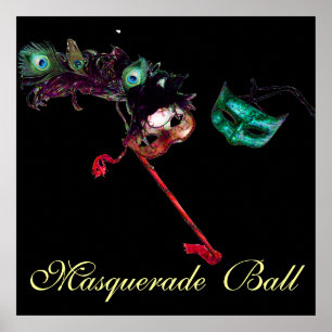 MARDI GRAS MASQUERADE BALL ,Black Poster