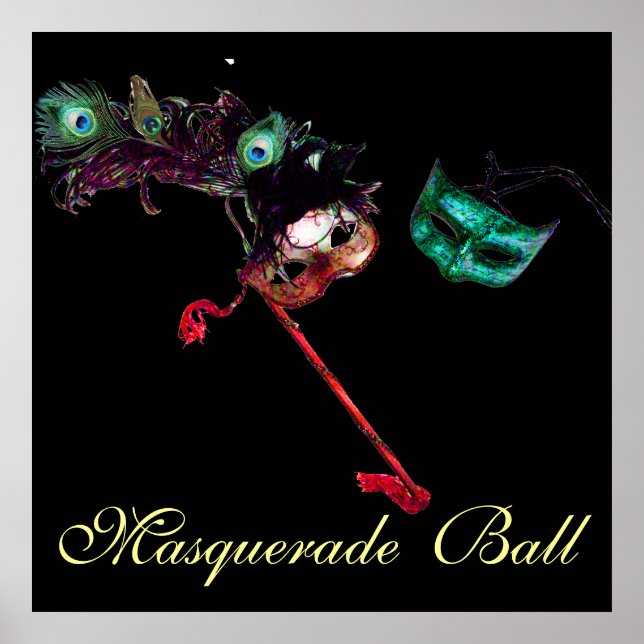 MARDI GRAS MASQUERADE BALL ,Black Poster (Front)