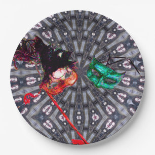 MARDI GRAS MASQUERADE BALL MASK blue pink purple Paper Plate
