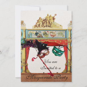 MARDI GRAS MASQUERADE BALL MASKS THEATRE STAGE INVITATION