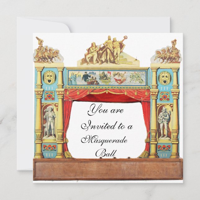 MARDI GRAS MASQUERADE BALL MASKS THEATRE White Invitation (Front)