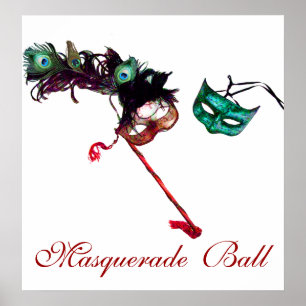 MARDI GRAS MASQUERADE BALL , White Poster