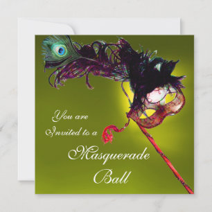 MARDI GRAS MASQUERADE BALL yellow Invitation