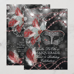 Mardi Gras Masquerade Birthday Party Invitation