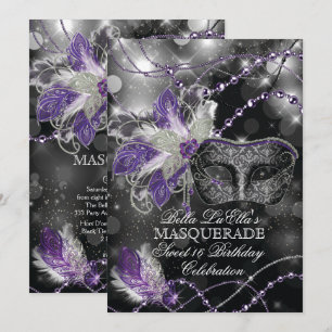 Mardi Gras Masquerade Birthday Party Invitation